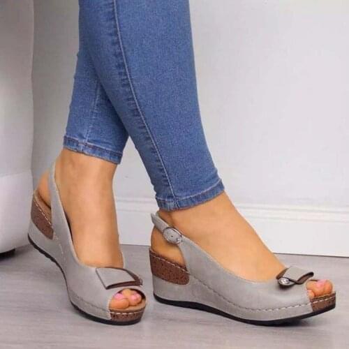 2021 Woman Sandals Retro Wedges Summer Wedge Sandals Female Casual Sewing Women Shoes Comfortable Ladies Sandalias Plus Size