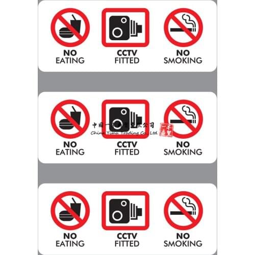 3 X No Eating Drinking Cctv Fitted Taxi Stickers Minicab Cab Notice Bai