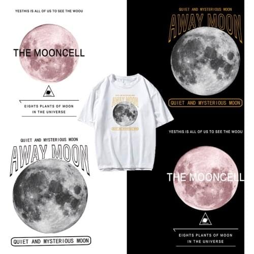 3D Moon Vinyl Patch Space Planet Iron on Transfers For Clothing Stickers Heat Transfer Patches Applique for Clothes Stripe Decor