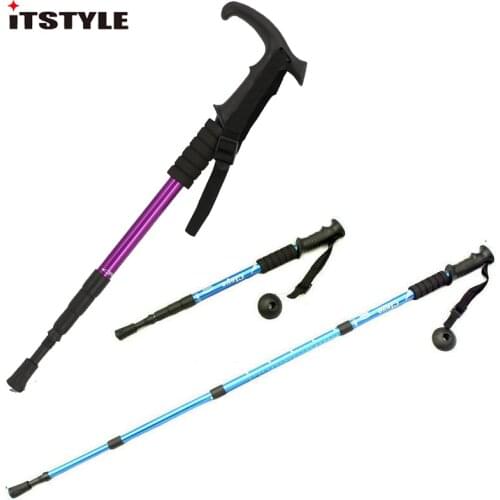 4 Folded Outdoor walking supplies Aluminum alloy shock absorber Trekking pole Walk stick