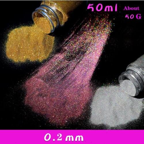 50ML Fine Laser Nail Glitter Powder Holographic Glitter DIY Manicure Crystal Epoxy Crafts Make Up Jewellery Decoration 0.2mm
