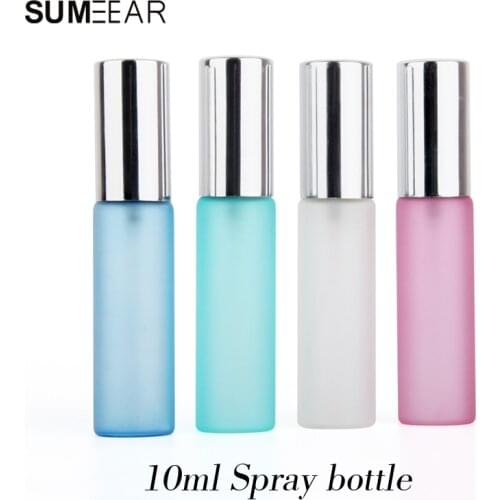 50pcs 10ml Frost Glass Spray Perfume Bottle Aluminum nozzle Perfume Empty Containers Makeup Packaging Color frosting bottle