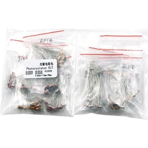 50pcs(5value*10pcs) LDR Photoresistor diy kit for GL5506 GL5516 GL5528 GL5537 GL5539 Free shippng