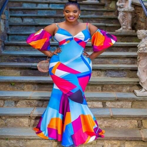 Dashiki African Dresses For Women Robe Africain Plus Size Long Dress Summer Ladies Traditional African Clothing Fairy Maxi Dress