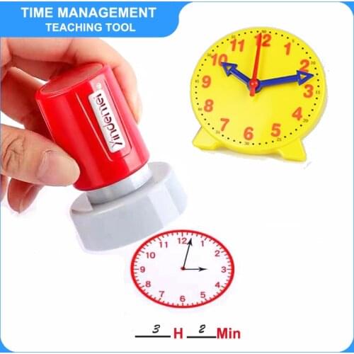 1 Piece Clock stamp and 1 Piece Clock Model Teaching tools for kids learning on watch multiple style for primary school