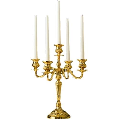 European Metal Candle Holder Gold Wedding Table Romantic Dinner Party Candle Holder Living Room Bougeoir Home Decoration BS60CH