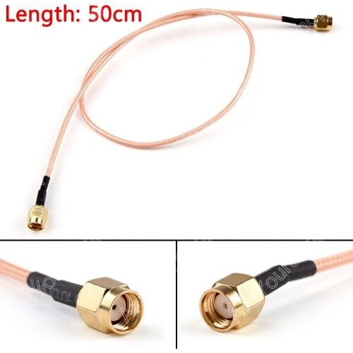 Areyourshop RG316 Cable RP SMA Male Jack To RP.SMA Male Jack Straight Pigtail 20in 50cm FPV 50ohm Go