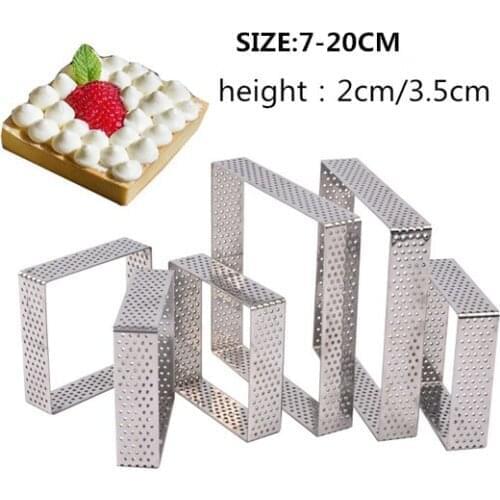 Square shaped fruit pie circle stainless steel perforated tart ring quiche ring tart pan pie ring with hole tartlet ring