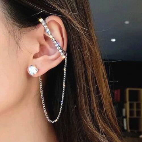 S925 Silver Needle Korean Fashion Exaggerated Statement Earrings Retro Hong Kong Style Chain Crystal Zircon Net Red Earrings for