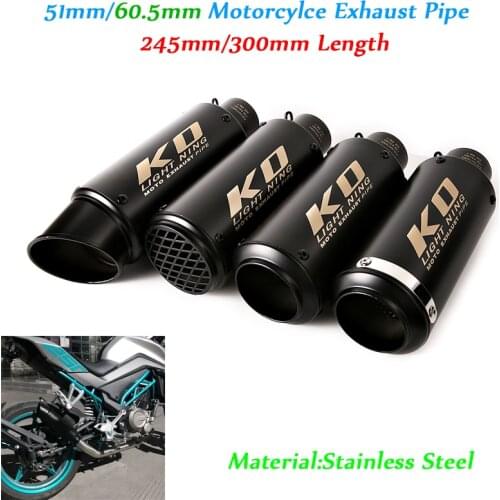 Motorcycle Exhaust Tip Pipe Stainless Steel 51mm 60.5mm Muffler Pipe 245mm 300mm Length Silencer Muffler Baffler System
