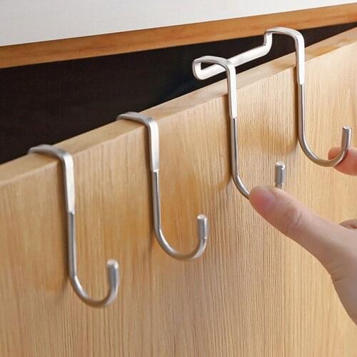 Door Hanger Hook Stainless Steel Free Punching Cabinet Door Without Trace Clothes Hook Door Back Wall Mounted Hooks