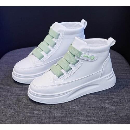 2021 New Women Sneakers White Tennis Women Slip on Female High Top Row Shoes Platform Flats Casual Ladies Vulcanize Shoes