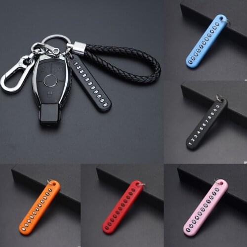 New Anti-lost Phone Number Plate Car Keychain Pendant Auto Vehicle Phone Number Card Keyring Key Chain Car Interior Decoration