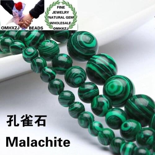 OMHXZJ Wholesale ZB155 4 6 8 10 12mm DIY Bracelet Necklace Jewelry Making Accessories Natural Stone Fine Malachite Round Beads