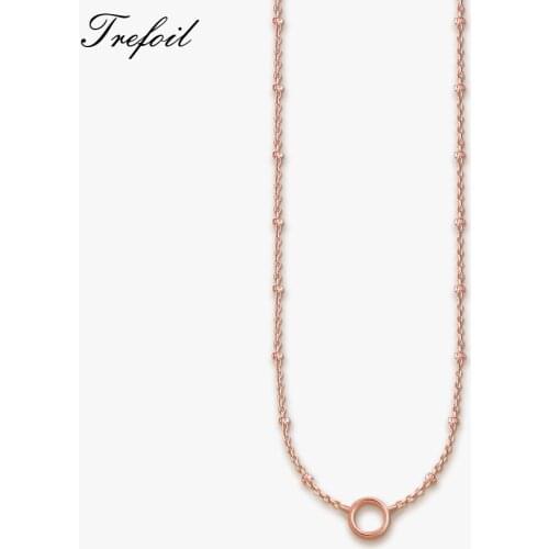 Link Chain Necklace Rose Gold Color Carrier,2020 Spring New Fashion 925 Sterling Silver Jewelry Romantic Gift For Women Girls