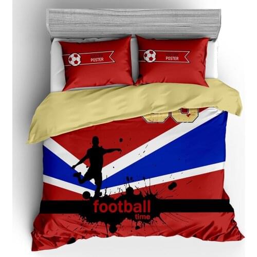 Dream NS100% Cotton Bedding 3D Football Sportswear Duvet Pillowcase Boy Birthday Gift Soft Textile 4 Piece Set Large / Small