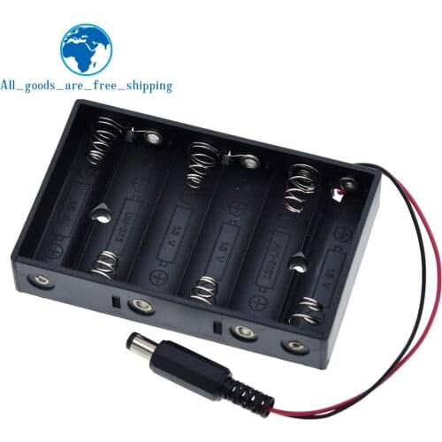 Size 6 AA Battery Case Holder Box For 6pcs Size AA Battery Case Storage Holder With DC2.1 Power Jack For Arduino