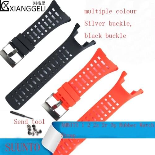 Watch Accessories Rubber Strap 24mm For SUUNTO AMBIT1 2S 2R 3R 3peak Outdoor Sports waterproof Mens and women Watch strap