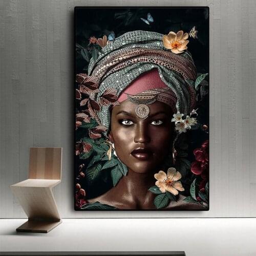 Retro Style Art African Woman Canvas Painting Wall Art Nordic Posters and Prints Wall Pictures for Living Bedroom Decoration