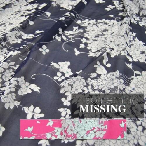 Silk Chiffon Fabric Dress Navy Small Floral Large Wide 100% Real Thin Dress Scarf Cloth DIY Sewing Tissue
