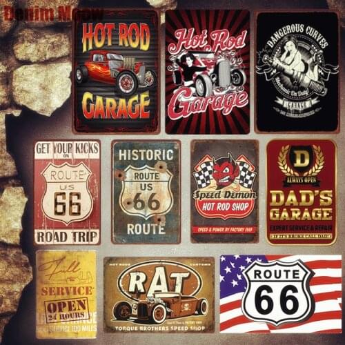 HOT ROD Plaque Vintage Metal Tin Signs Bar Pub Decorative Plates Dads Garage Wall Stickers Art Poster Home Decor Xmas Gift MN35