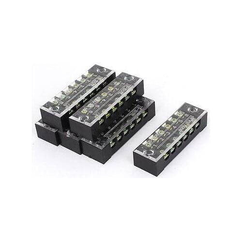 TB-1506 600V 15A 6-Position Covered Screw Terminal Barrier Block Strip 6 Pcs