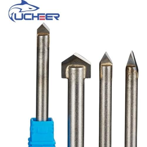 UCHEER 1pc 6/8mm shank carbide alloy stone engraving bits CNC engraving cutter alloy Router Bits Stone Carving Tools