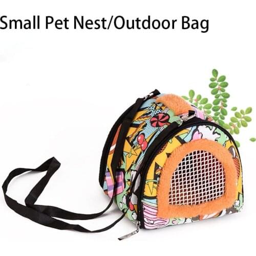 Outdoor Small Pet Carrier Handbag Portable Travle Shoulder Bags for Hedgehog Guinea Pig Cozy Breathable Mesh Hamster Cotton Nest