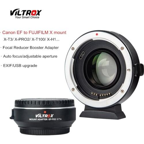 Viltrox EF-FX2 Focal Reducer Booster Auto-focus lens Adapter 0.71x for Canon EF lens to FUJIFILM X-T3 X-PRO2 X-T100 X-H1 X-A20