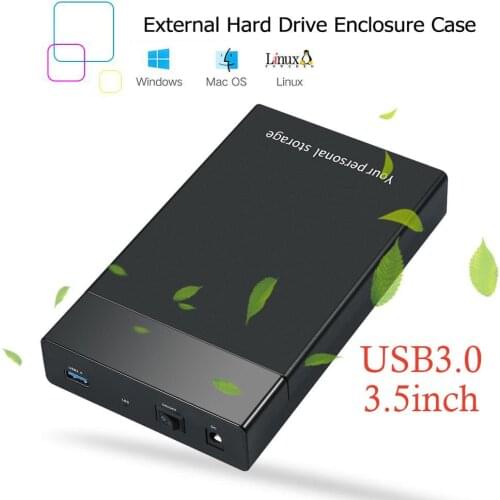 VKTECH EU/US/UK Plug USB 3.0 to 3.5 inch SATA III 5Gbps External Hard Drive Disk Ehclosure Box Support 10TB 2.5 3.5 HD SSD Case