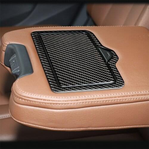 Carbon Fiber Interior Decoration Rear Water Cup Holder Cigarette Lighter Frame Cover Trim Stickers for AUDI Q7 SQ7 4M 2016-2019