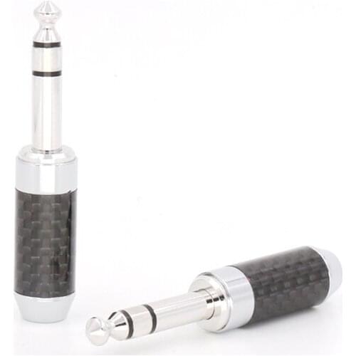 High Quality Carbon Fiber body Rhodium plated 6.35mm Stereo Male plug Jack 2pcs