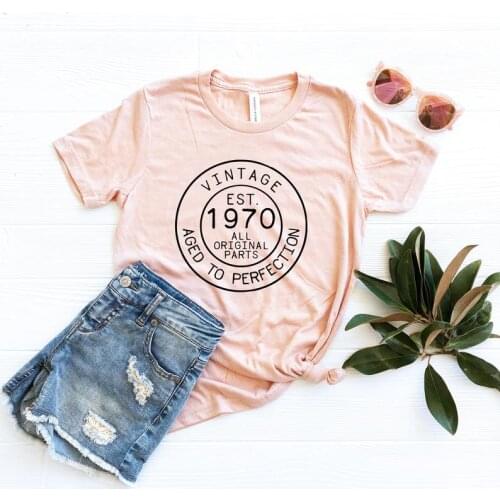 Vintage 1970 Birthday Party Tshirt Streetwear 51th T Shirt Women Plus Size Cotton Lady Clothes Fashion O Neck Short Sleeve Tees