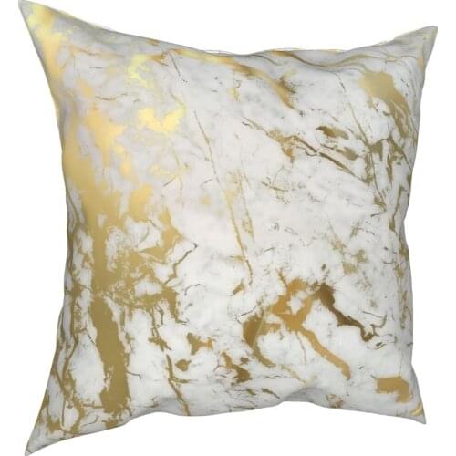 Gold Marble On White Pillowcase Soft Polyester Cushion Cover Decoration Throw Pillow Case Cover Home Zipper 40X40cm