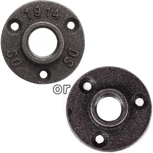1pc 1/2",3/4" Thread Iron Pipe Fittings Wall Mount Floor Antique Flange Piece Hardware Tool Black