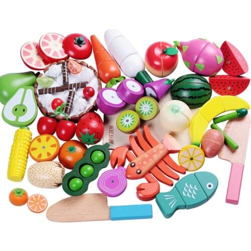 1PCS Wooden Toy Magnetic Cutting Fruit Vegetables Food Pretend Play Simulation Kitchen Role Play Educational Toys For Children