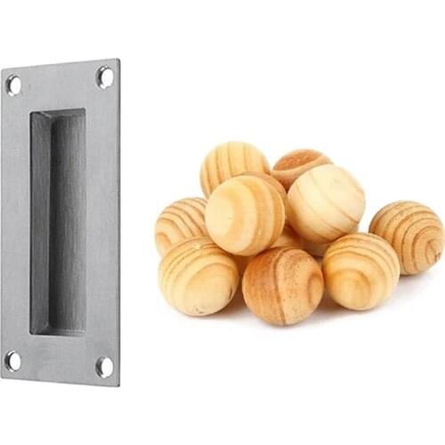 10pcs Lavender Camphor Repellent Wardrobe Clothes Drawer & 1pcs Flush Recessed Sliding Door Pull Handle Stainless Steel