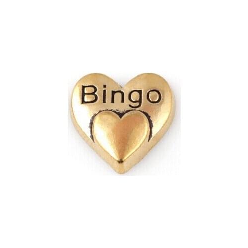 20PCS/lot Gold Color Bingo Heart Charm, DIY Word Letter Charms Fit For Glass Floating Locket