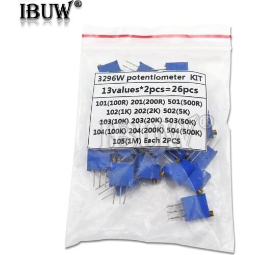 3296W potentiometer 13values*2PCS 100R 200R 500R hjxrhgal 1K 2K 5K 10K 20K 50K 100K 200K 500K 1M Variable resistors set