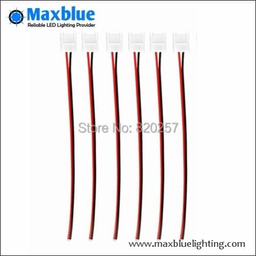 50pcs lot 12mm 2 pin led fast clip connector with 150mm red/black cable for 12mm single color strip, free shipping