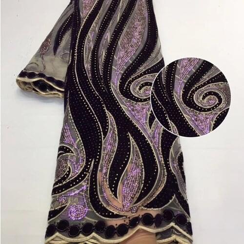 Sequence African french velvet lace fabric 2020 high quality Swiss organza embroidery stones mesh tulle sequins lace for wedding