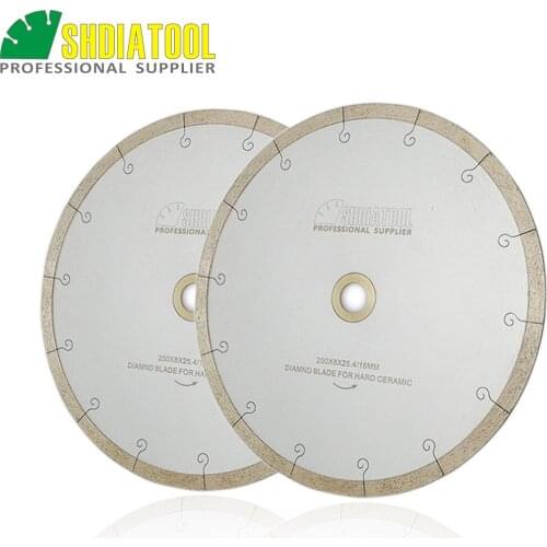 SHDIATOOL 2pcs Dia 8"/200MM Hook Slot Diamond Saw Blades Cutting Disc with lower noise for Tile Porcelain Ceramic Marble