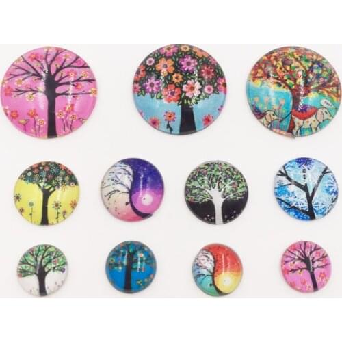 Multi Size Shiny Resin Round All kinds of trees Flat Back Rhinestone Scrapbook DIY Wedding Applique Ornament Crafts SF897-9