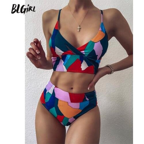BLG Swimwear Swimming Suit for Women Bathing Suits 2021 Bikini Push Up Designer Thong Bikini Brazilian V Waist Striped Swimsuit