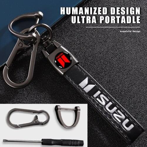 Metal Key Ring Car KeyChain With Auto Logo Steel Buckle Anti-Lost Accessories For Isuzu Elf Nqr 75 Mu Forward Rodeo D Max 2021