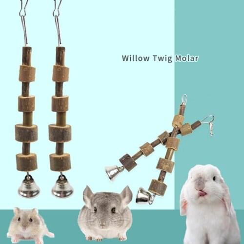 Bunny Wooden Hanging Chew Toy Hamster Molar Skewers for Rabbits Squirrel Gerbils Small Pet Grinding Chewing Playing
