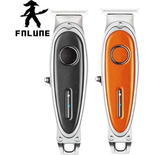FnLune Texture Orange Black Electric Variable Hair Clipper Strong Power Fine Steel Cutter Head LED Screen Washable Low Noise