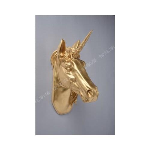 Unicorn ornaments, Nordic style fortune wall wall household animal head wall hanging childrens room three-dimensional wall hang
