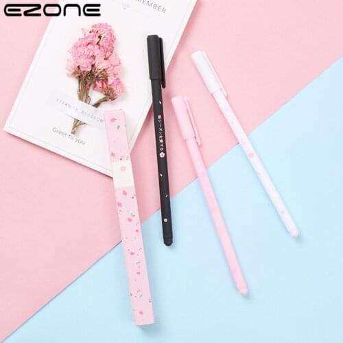 EZONE 3pcs 0.38mm Ballpoint Pen Student Stationery School And Office Pen Beautiful Cherry Blossom Gel Pen Business Signature Pen