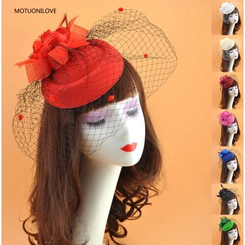 Bridal Headwear Tea Party Fascinator Hat Feather Flower Pillbox Hats Birdcage Wedding Hats Face Veils Womens Hats For Banquet